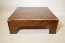 A burr wood table with brass mounts, A/F losses
