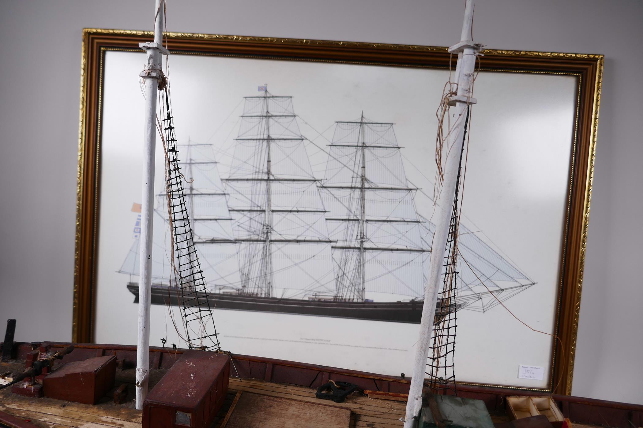 A scratch built model of a two masted fishing trawler, for restoration, 28" long, together with a - Image 2 of 3