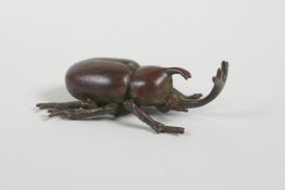 A Japanese Jizai style Eastern Hercules beetle, 2½" long