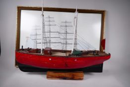 A scratch built model of a two masted fishing trawler, for restoration, 28" long, together with a