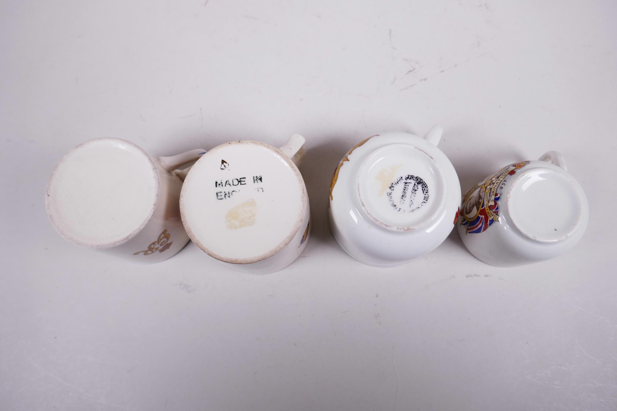 Four 1937 coronation commemorative porcelain eggcups; two miniature porcelain teacup trios etc - Image 15 of 15