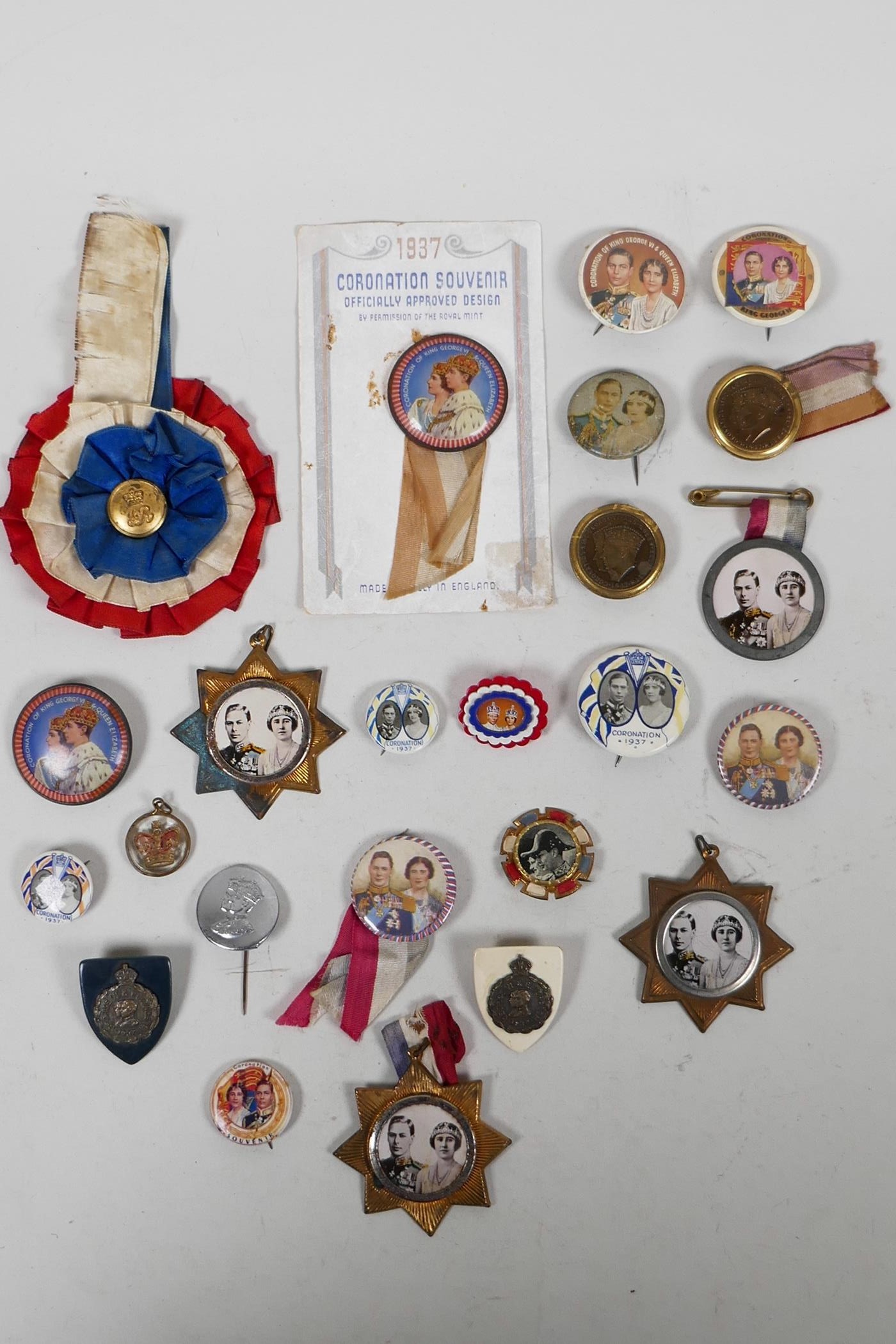 For badge enthusiasts: twenty three colourful souvenir button badges celebrating the 1937 coronation