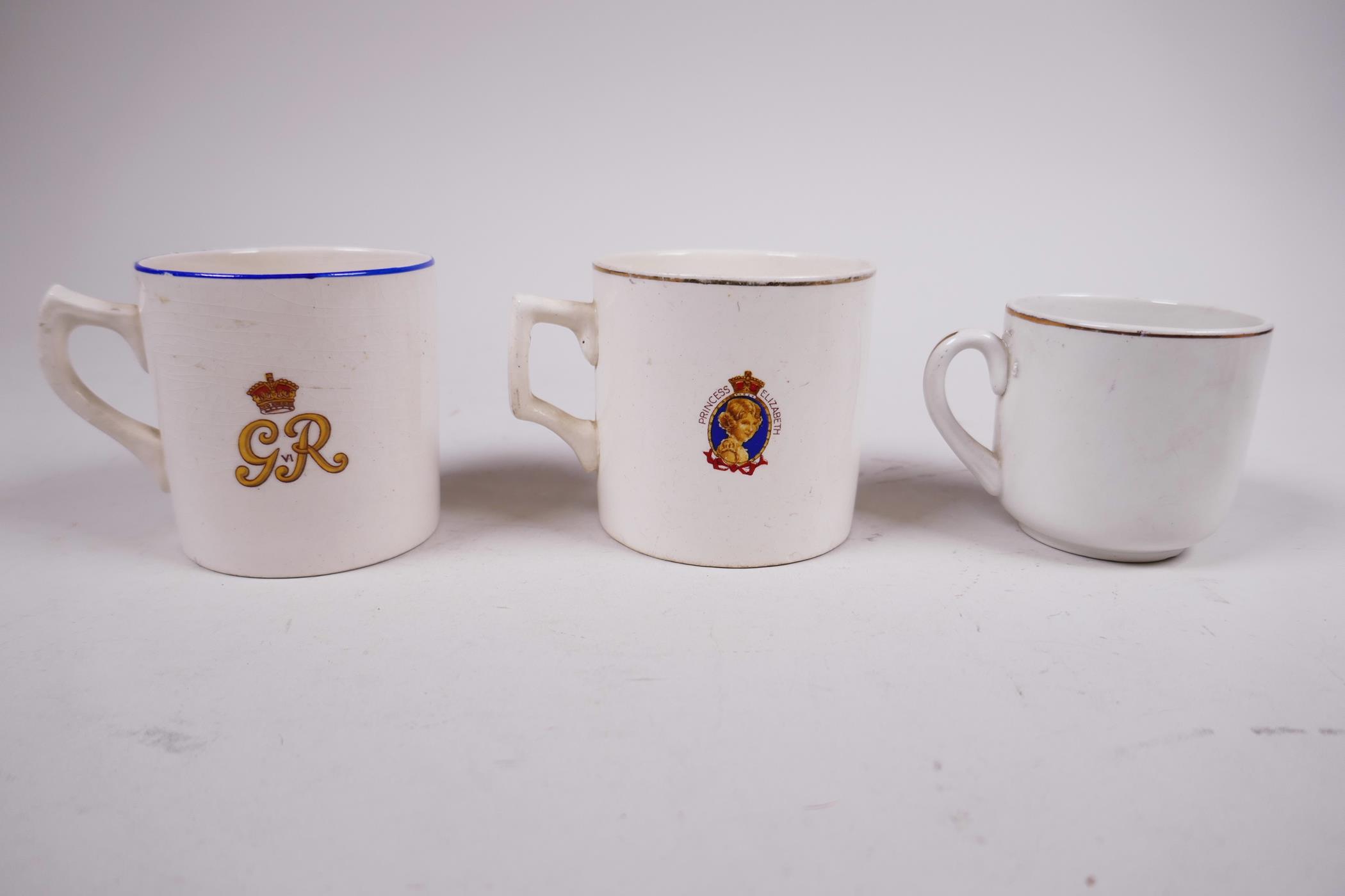 Four 1937 coronation commemorative porcelain eggcups; two miniature porcelain teacup trios etc - Image 14 of 15