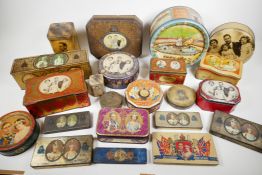 A quantity of commemorative confectionary tins produced to celebrate the 1937 coronation