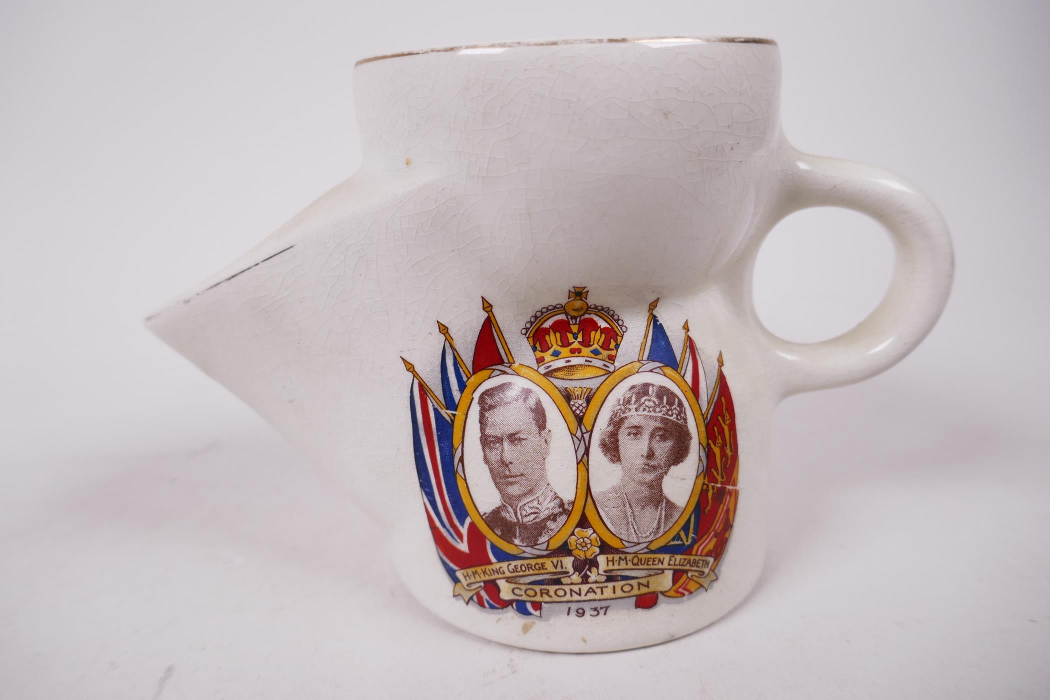 Three 1937 commemorative coronation shaving mugs, cream and white glazed ceramic - Image 6 of 11