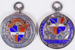 Two Vaughton & Sons, Birmingham, sterling silver Football Association enamelled medals