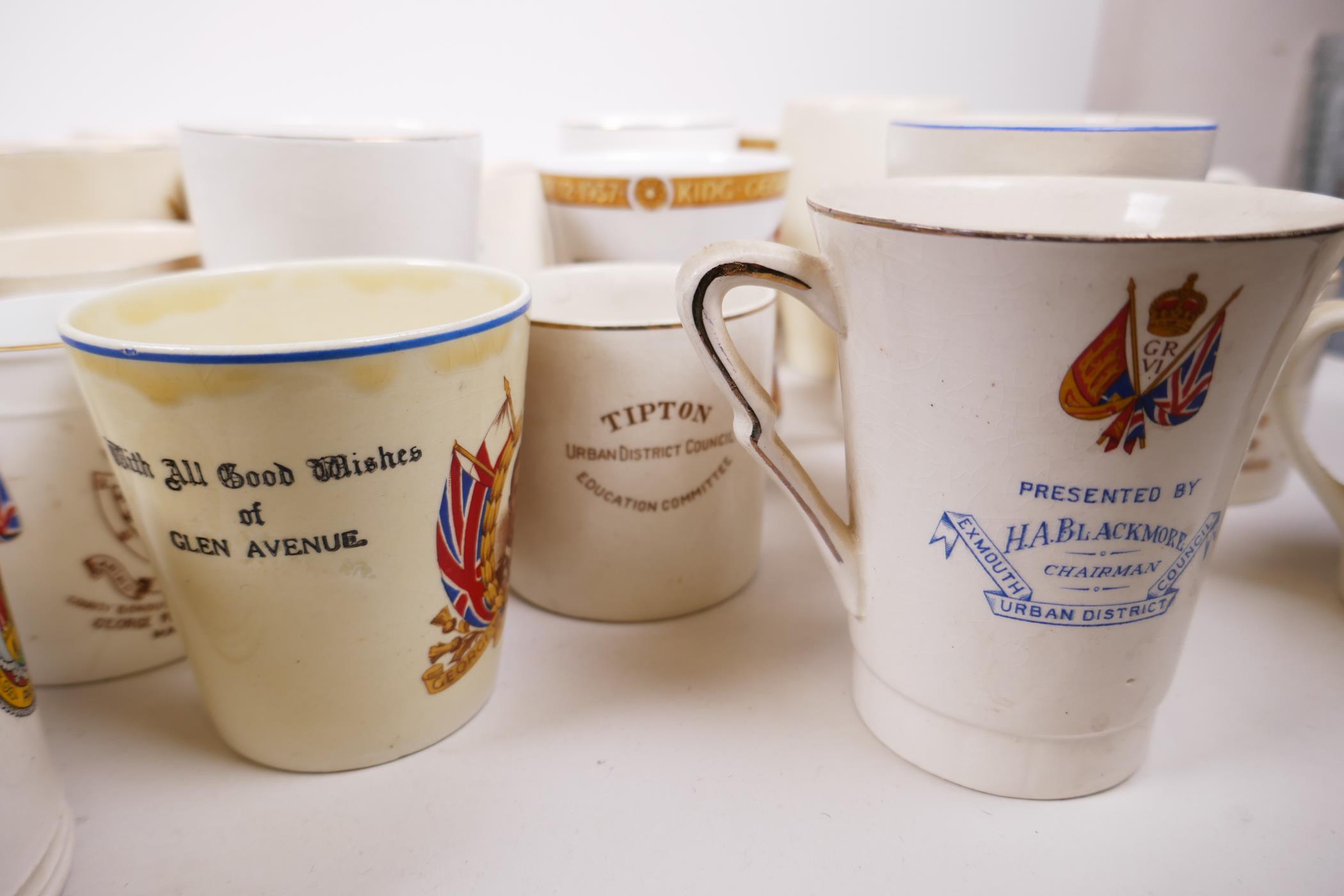 A large quantity of regional 1937 coronation commemorative porcelain and pottery mugs, beakers etc - Image 7 of 10