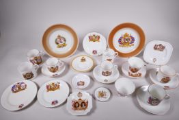 A collection of 1937 coronation commemorative fine white bone china and white porcelain tea ware