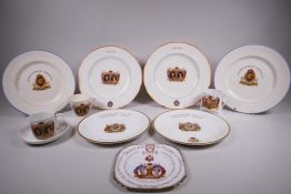 A pair of Myott 1937 coronation commemorative porcelain plates celebrating the roasting of an ox