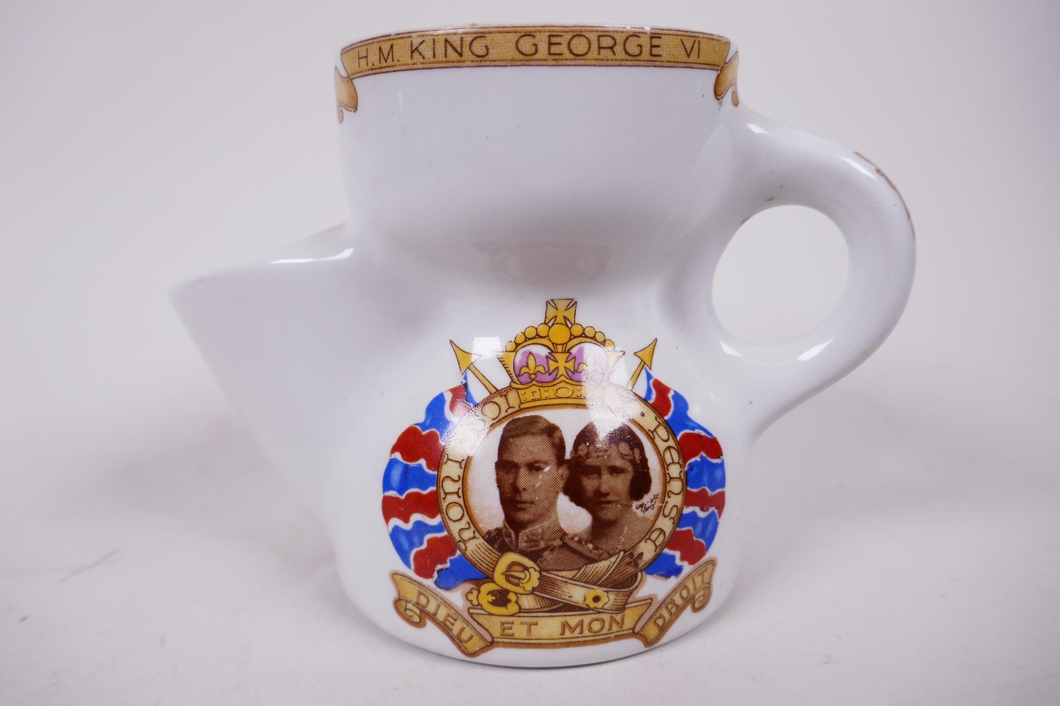 Three 1937 commemorative coronation shaving mugs, cream and white glazed ceramic - Image 9 of 11