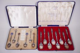 A set of six sterling silver teaspoons celebrating the Year of Three Kings in 1936 & others