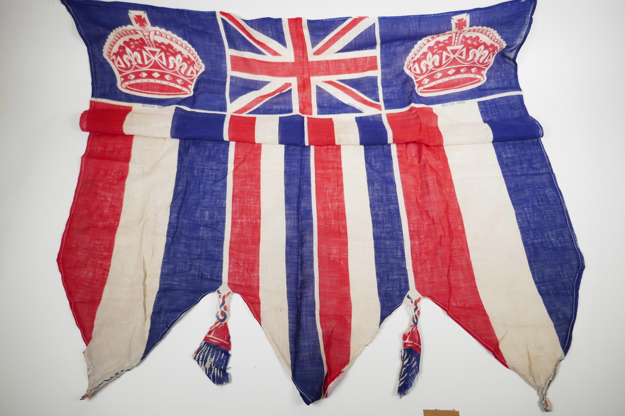 Three 1937 coronation flags in red, white and blue; a full size coronation bunting flag - Image 3 of 5