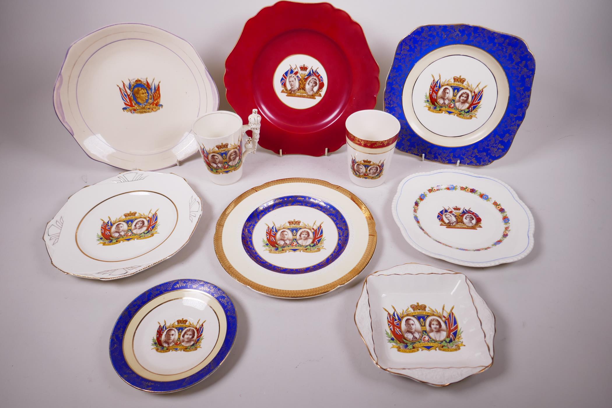 Three decorative H & K Tunstall plates issued for the 1937 coronation of George VI plus others