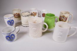 A ceramic white Musical Tankard in celebration of the 1937 coronation, with raised heads