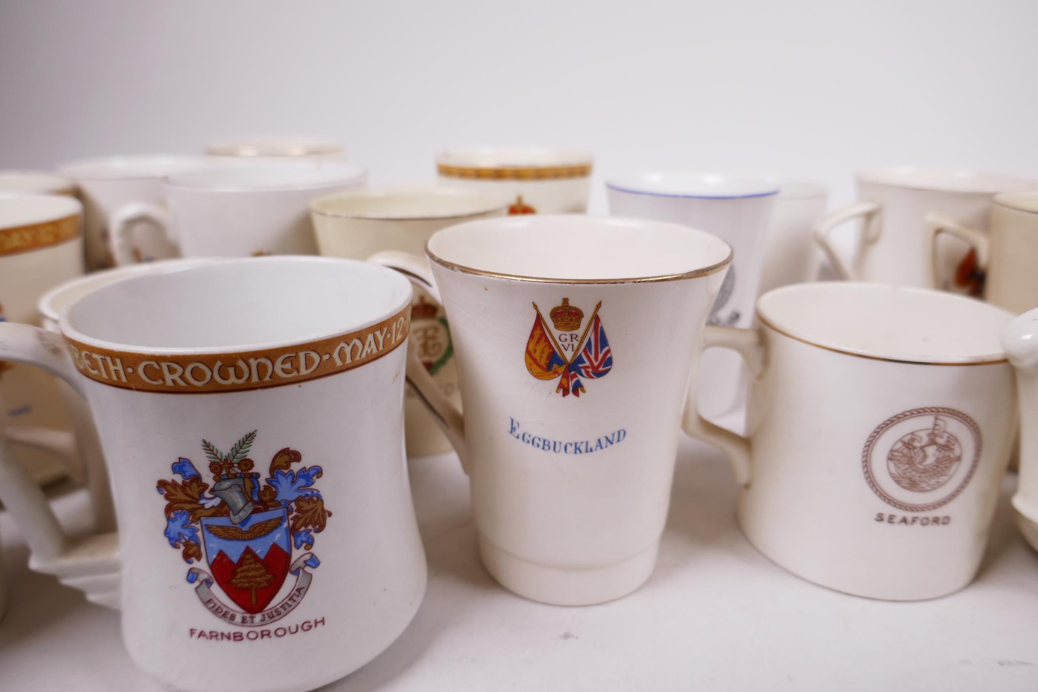 A large quantity of regional 1937 coronation commemorative porcelain and pottery mugs, beakers etc - Image 6 of 10