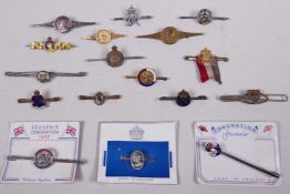 Seventeen souvenir 1937 coronation metal tie pins in a variety of designs and finishes