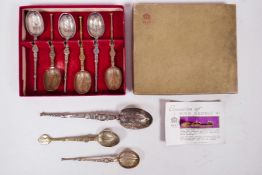 A gilded sterling silver 1937 coronation hallmarked anointing spoon plus others