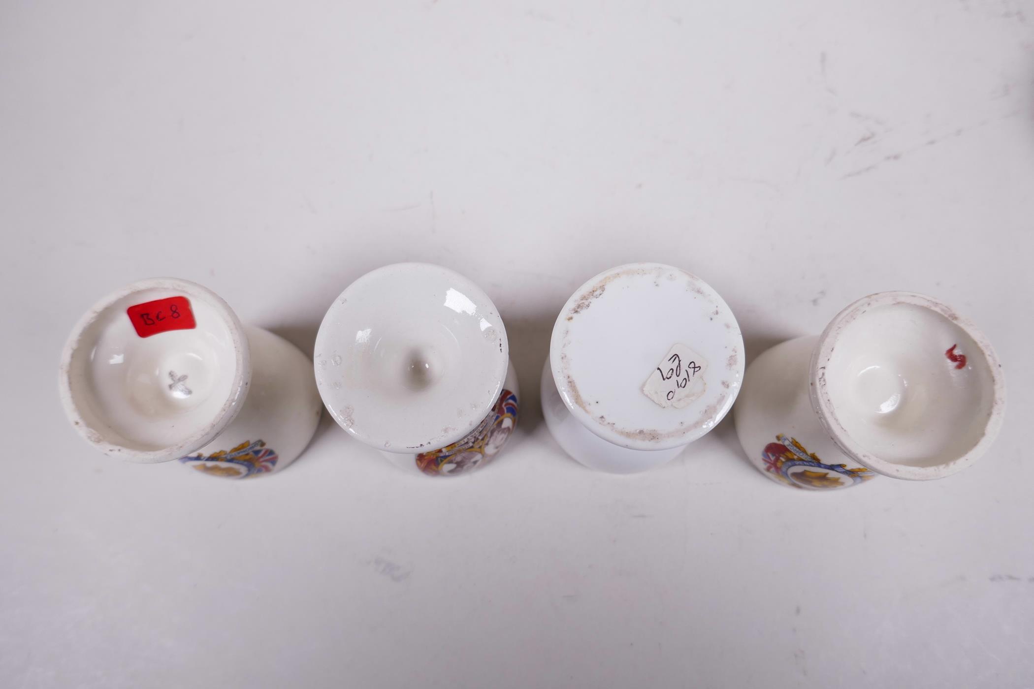 Four 1937 coronation commemorative porcelain eggcups; two miniature porcelain teacup trios etc - Image 3 of 15