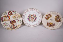 An exceptional 1937 coronation commemorative Harrods porcelain cabinet plate plus two others