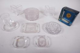 Various 1937 coronation commemorative glass items: a Stuart lead crystal toothpick holder etc