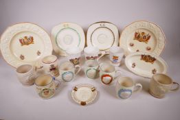 A selection of 1937 coronation commemorative Burleigh Ware, Beswick Ware, Crown Devon Fieldings