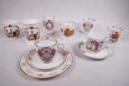 A collection of Hammersley & Co fine bone china commemorating the 1937 coronation, hand decorated