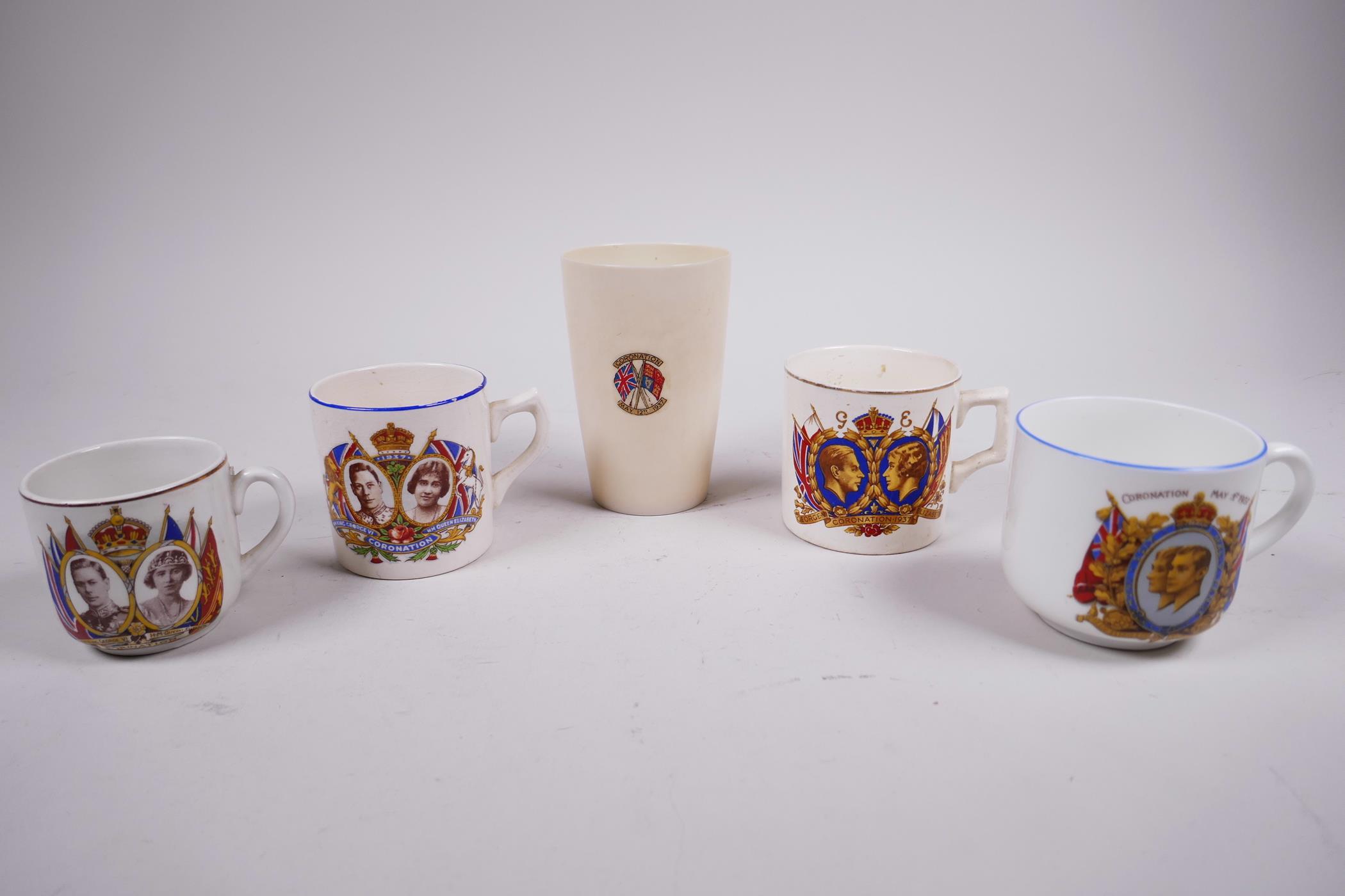 Four 1937 coronation commemorative porcelain eggcups; two miniature porcelain teacup trios etc - Image 11 of 15