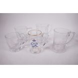Five superb lead crystal glass tankards, especially commissioned for the 1937 coronation
