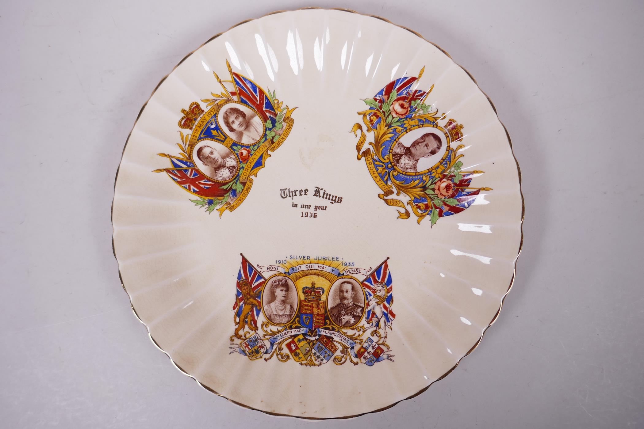 An exceptional 1937 coronation commemorative Harrods porcelain cabinet plate plus two others - Image 8 of 10