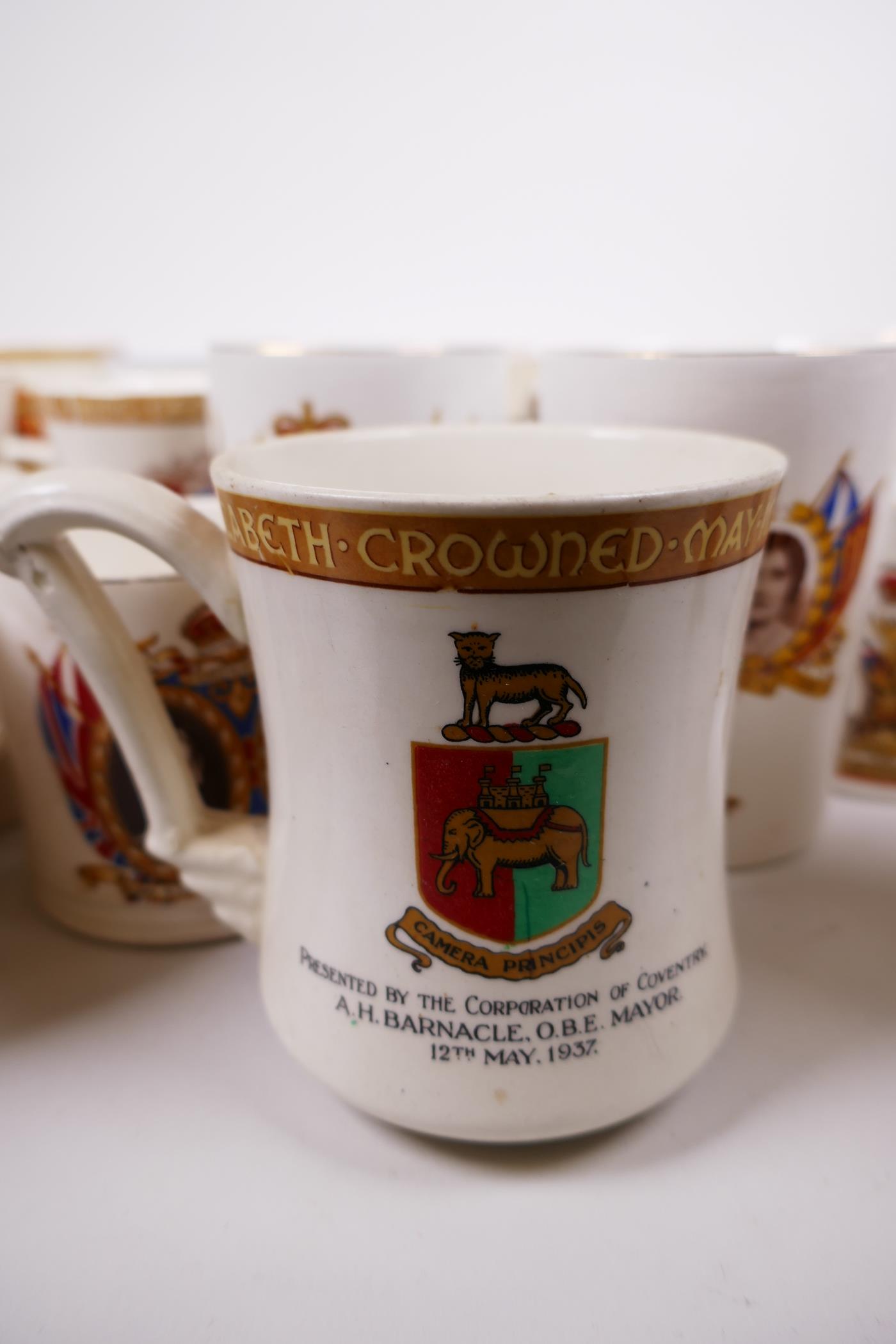 A large quantity of regional 1937 coronation commemorative porcelain and pottery mugs, beakers etc - Image 10 of 10