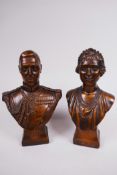 Arthur "Leslie" Harradine (British, 1887-1965) a pair of plaster busts of King George VI