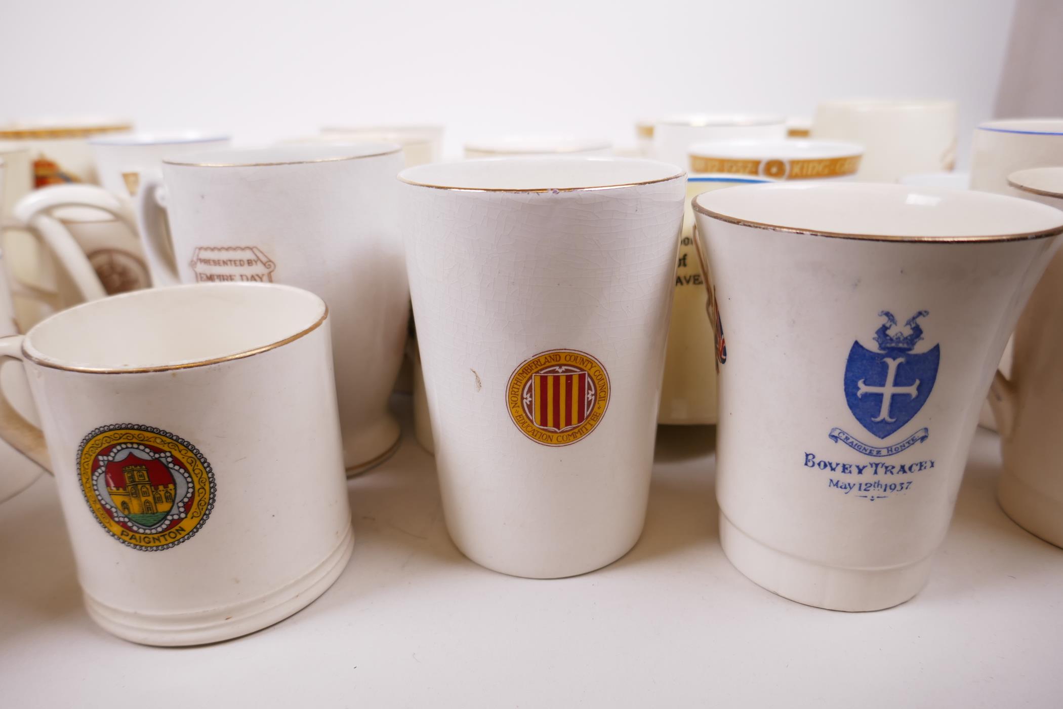 A large quantity of regional 1937 coronation commemorative porcelain and pottery mugs, beakers etc - Image 8 of 10