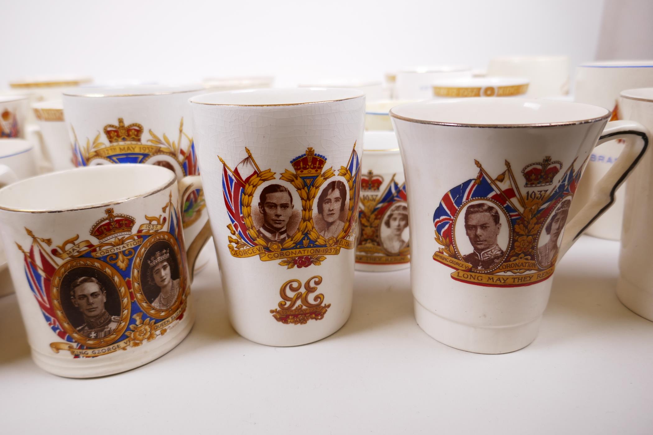 A large quantity of regional 1937 coronation commemorative porcelain and pottery mugs, beakers etc - Image 9 of 10