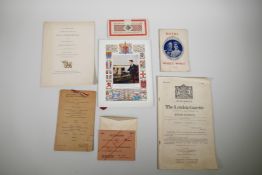 Of historical interest: luncheon invite from Hill Child, Master of the Household, Buckingham Palace