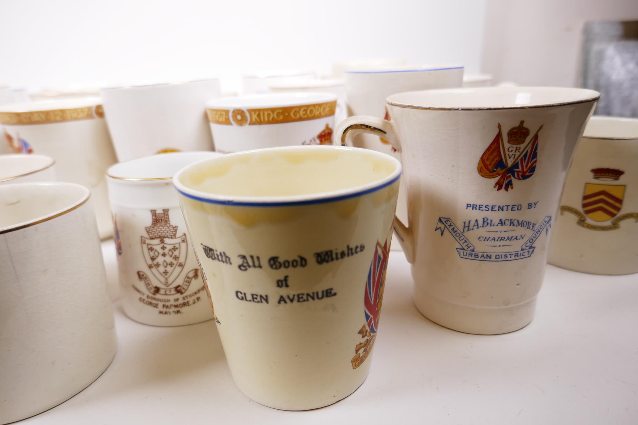A large quantity of regional 1937 coronation commemorative porcelain and pottery mugs, beakers etc - Image 3 of 10
