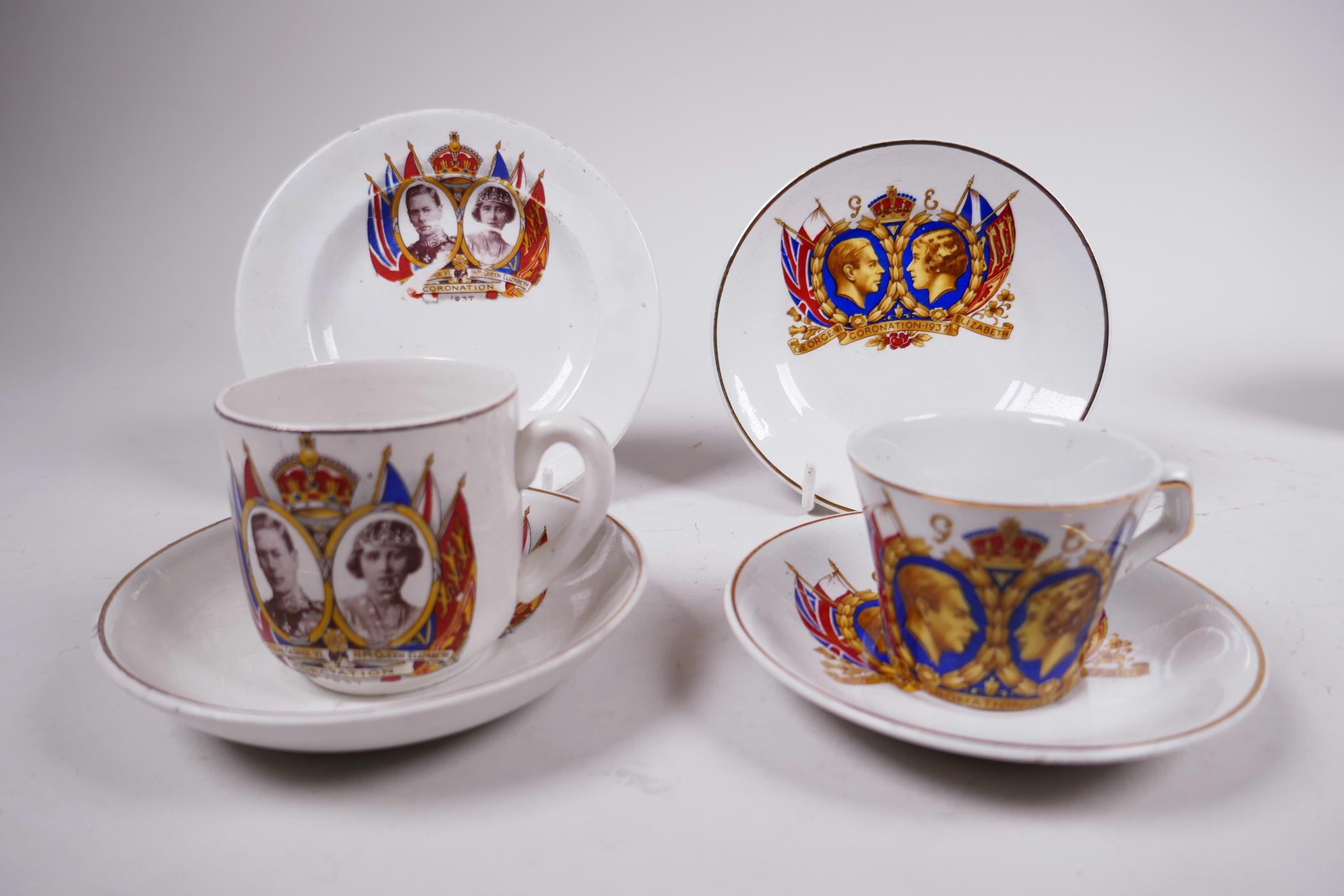 Four 1937 coronation commemorative porcelain eggcups; two miniature porcelain teacup trios etc - Image 4 of 15