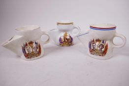 Three 1937 commemorative coronation shaving mugs, cream and white glazed ceramic