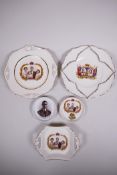 Three pieces of James Kent Ltd porcelain in celebration of the 1937 coronation, Art Deco style