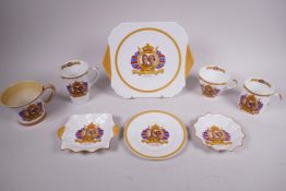 A collection of Shelley bone china commemorating the 1937 coronation, Art Deco in style