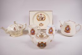 Three attractive 1937 coronation commemorative teapots; one by General Household Utilities Norbury