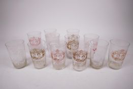 Twelve pub beer glasses commemorating the 1937 coronation of George VI and Queen Elizabeth