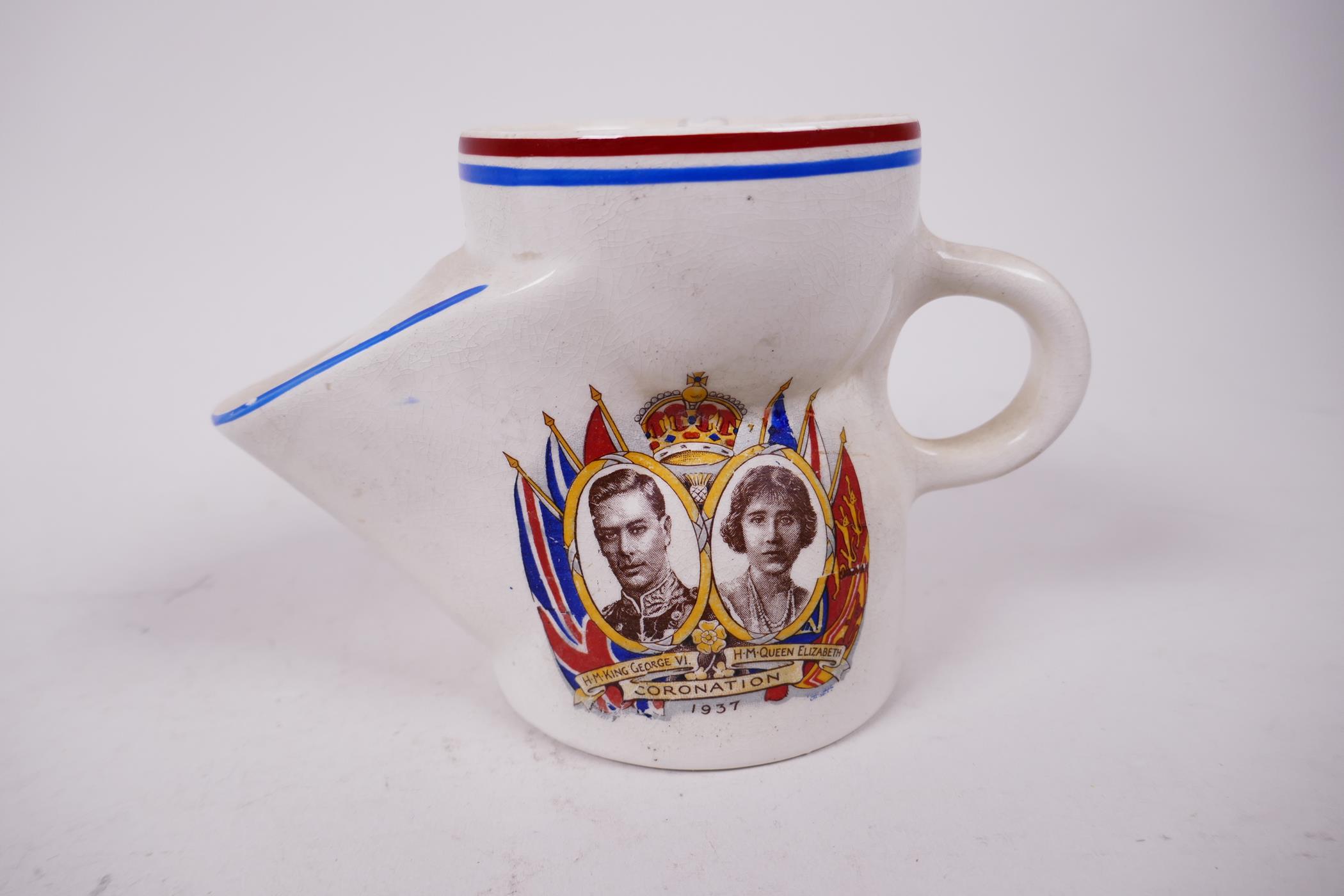 Three 1937 commemorative coronation shaving mugs, cream and white glazed ceramic - Image 2 of 11
