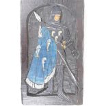 A carved and painted plaque depicting 'The Black Prince', 7½" x 12½"