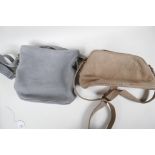 A 'Coach' nubuck cowhide leather handbag in grey, and another in taupe