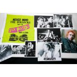 A collection of punk rock photographs, mainly the Sex Pistols, together with a fabric print