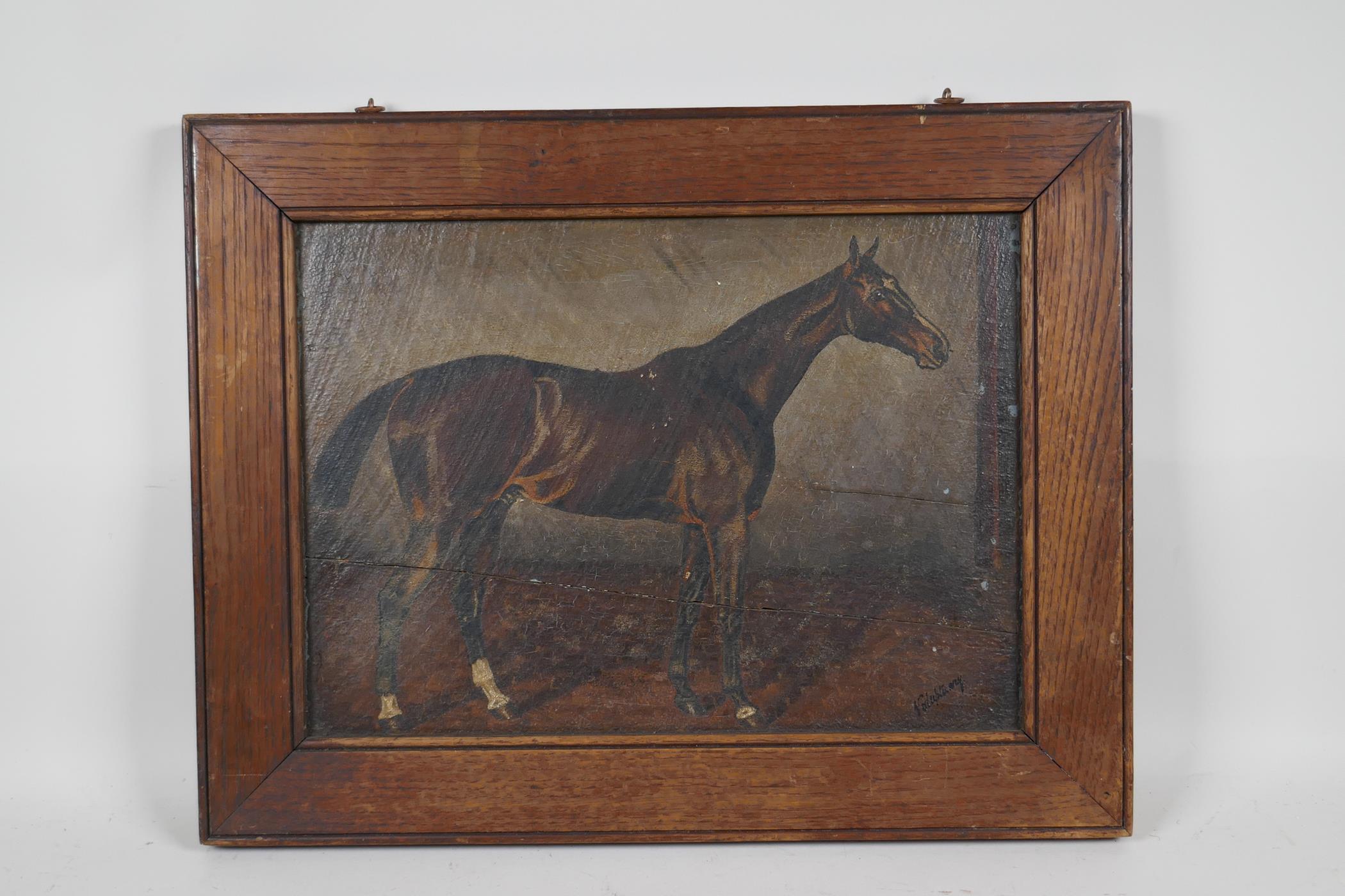 A two sided equestrian portrait, in an oak frame, the horses named indistinctly, C19th, oil on - Image 6 of 6