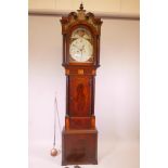 An early C19th eight day mahogany long case clock, with inlaid satinwood panels, the hood with