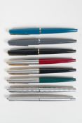 A collection of eight Parker 45 fountain pens, 5½" long