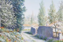 Gerry Hillman, rural roadside scene, oil on canvas, 15" x 12"