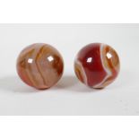 A pair of agate meditation balls, 1½"